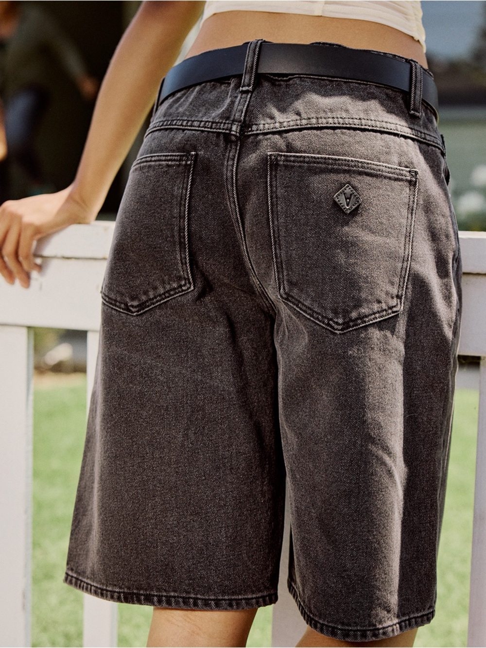 Abrand Black Washed Denim Jean Shorts